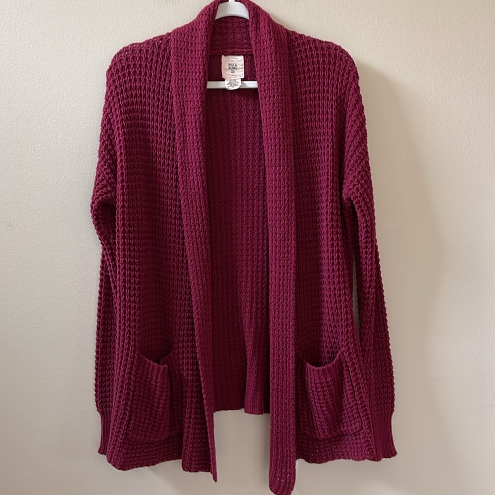 BILLABONG Maroon Red Long Sleeve Cardigan Sweater Sz S/P